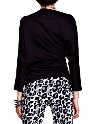 Lady blouses black color loose slant style